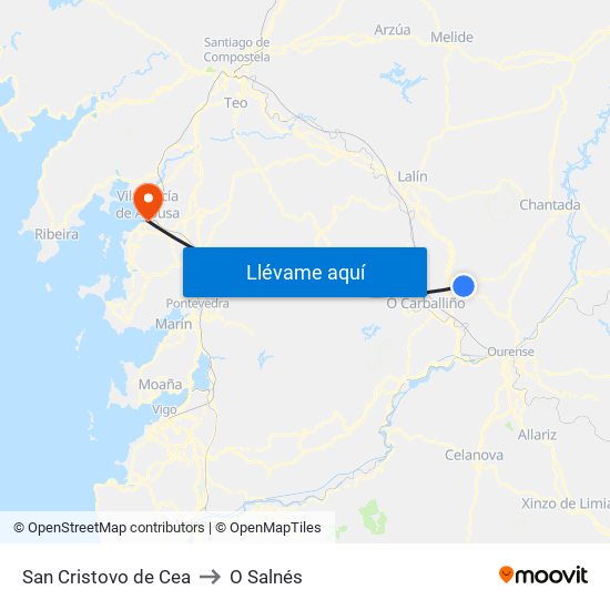 San Cristovo de Cea to O Salnés map