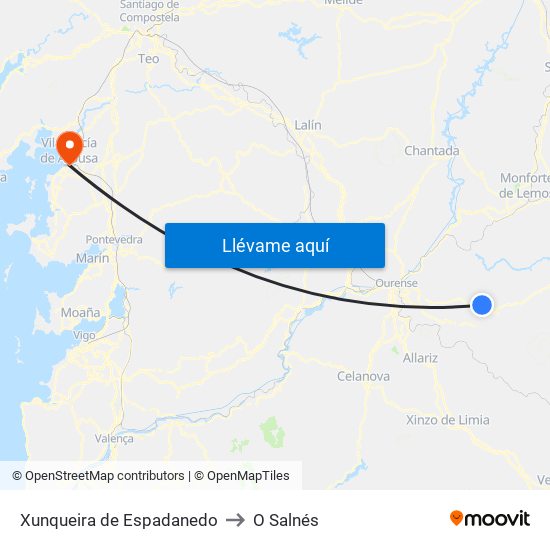 Xunqueira de Espadanedo to O Salnés map