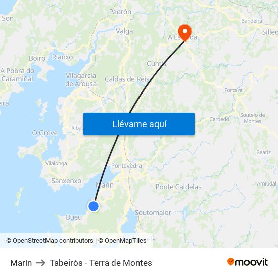 Marín to Tabeirós - Terra de Montes map