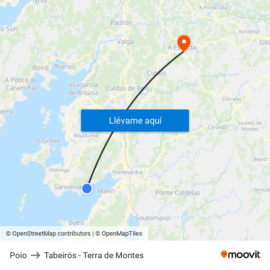 Poio to Tabeirós - Terra de Montes map