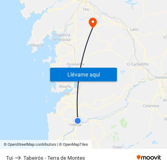 Tui to Tabeirós - Terra de Montes map