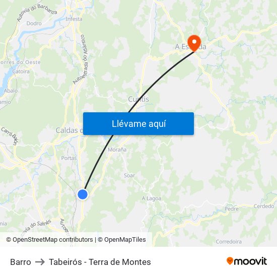 Barro to Tabeirós - Terra de Montes map