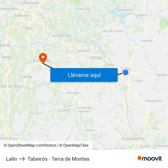 Lalín to Tabeirós - Terra de Montes map
