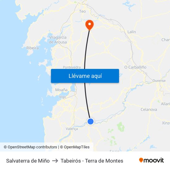 Salvaterra de Miño to Tabeirós - Terra de Montes map