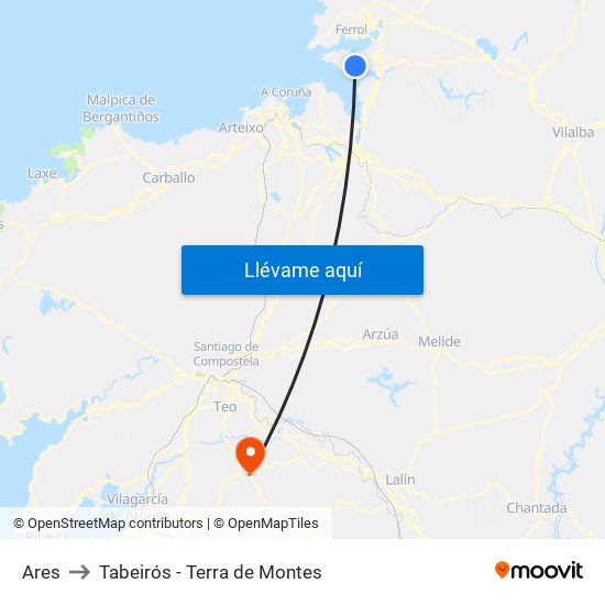 Ares to Tabeirós - Terra de Montes map