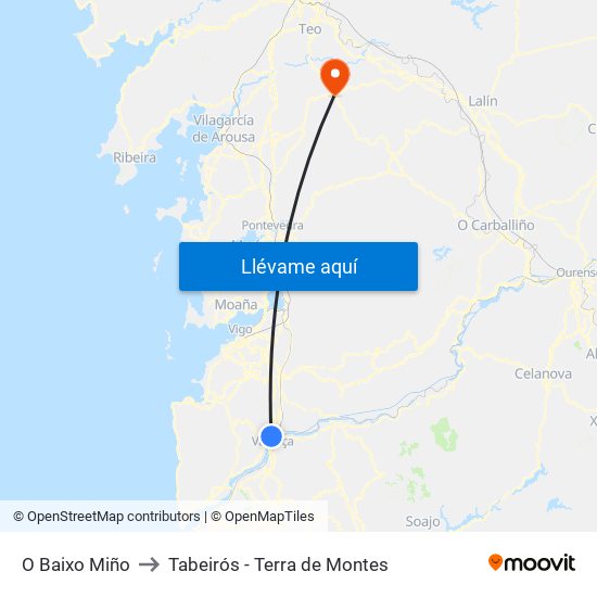 O Baixo Miño to Tabeirós - Terra de Montes map