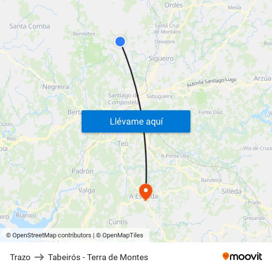 Trazo to Tabeirós - Terra de Montes map
