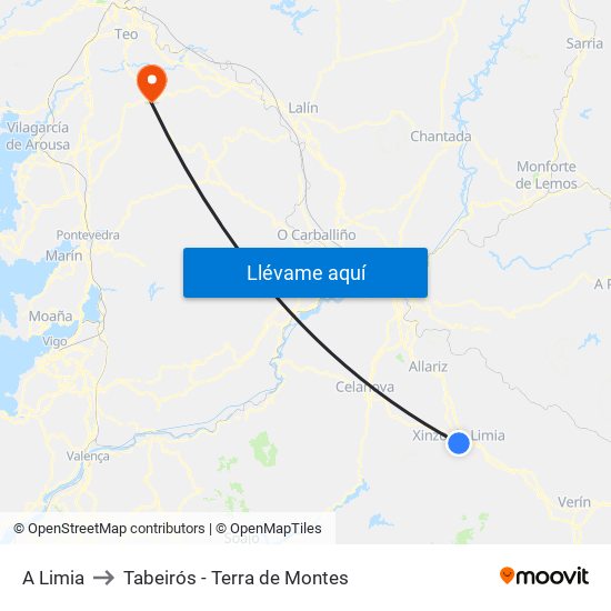 A Limia to Tabeirós - Terra de Montes map