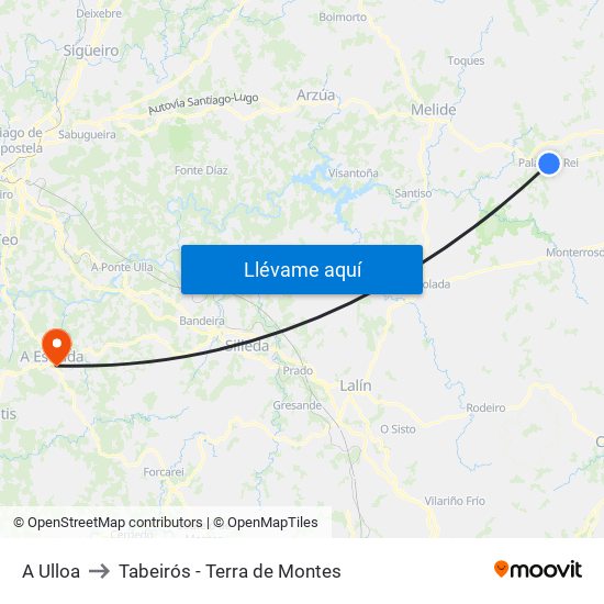 A Ulloa to Tabeirós - Terra de Montes map