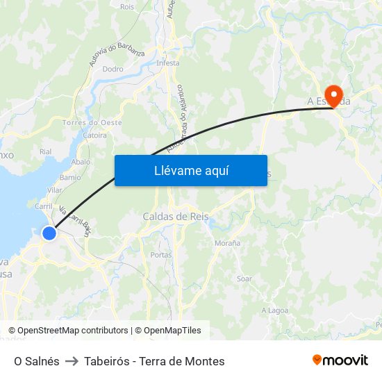 O Salnés to Tabeirós - Terra de Montes map