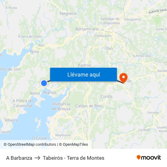 A Barbanza to Tabeirós - Terra de Montes map