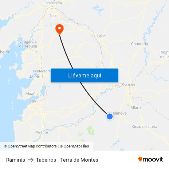 Ramirás to Tabeirós - Terra de Montes map