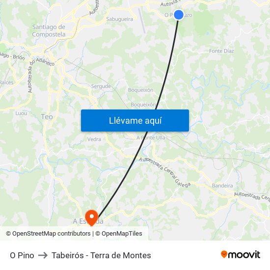 O Pino to Tabeirós - Terra de Montes map