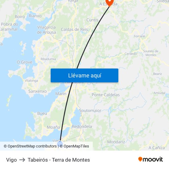 Vigo to Tabeirós - Terra de Montes map