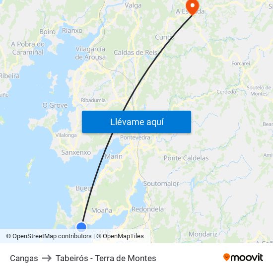 Cangas to Tabeirós - Terra de Montes map