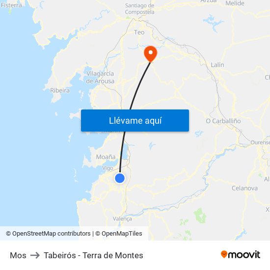 Mos to Tabeirós - Terra de Montes map