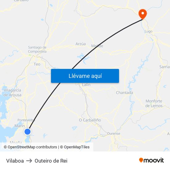 Vilaboa to Outeiro de Rei map