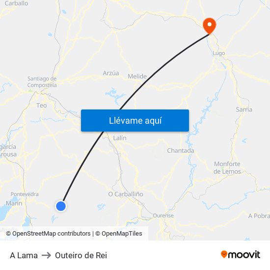 A Lama to Outeiro de Rei map