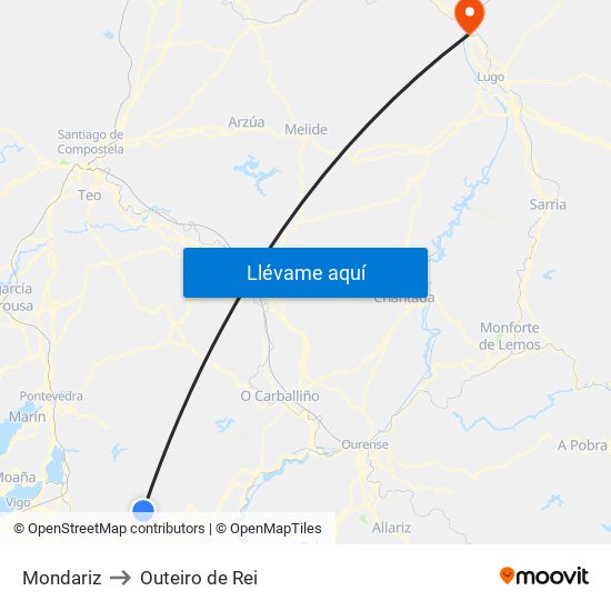 Mondariz to Outeiro de Rei map