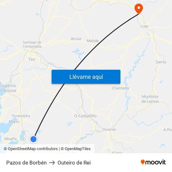 Pazos de Borbén to Outeiro de Rei map