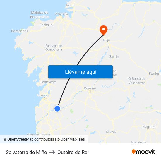 Salvaterra de Miño to Outeiro de Rei map