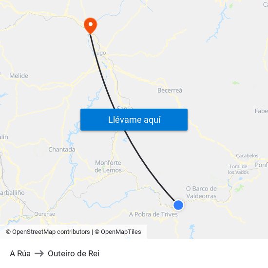 A Rúa to Outeiro de Rei map