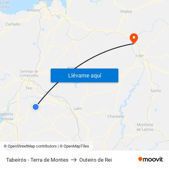 Tabeirós - Terra de Montes to Outeiro de Rei map