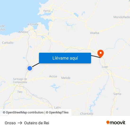 Oroso to Outeiro de Rei map