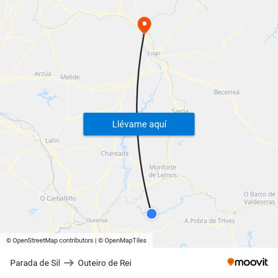 Parada de Sil to Outeiro de Rei map