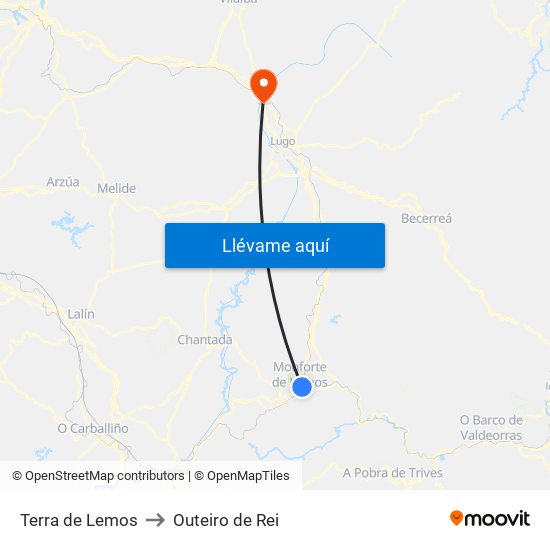 Terra de Lemos to Outeiro de Rei map