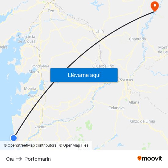 Oia to Portomarín map