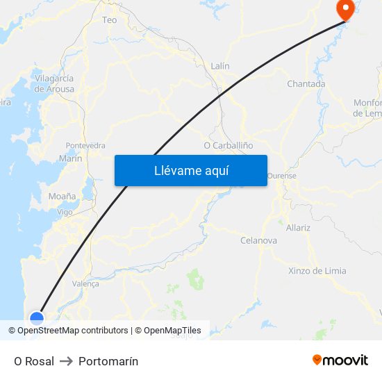 O Rosal to Portomarín map