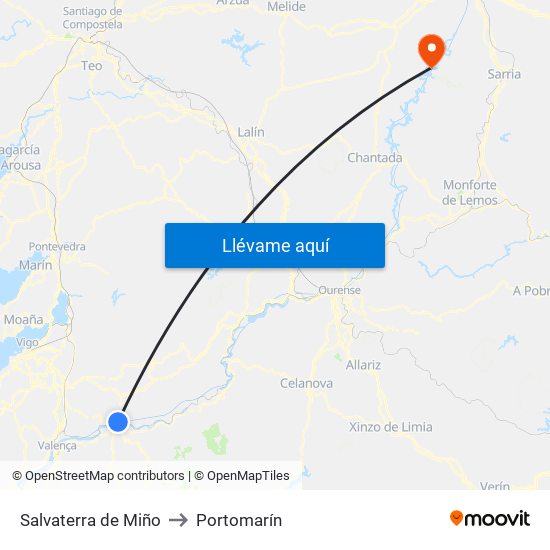 Salvaterra de Miño to Portomarín map