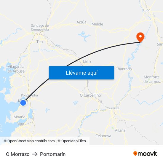 O Morrazo to Portomarín map