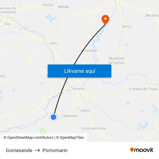 Gomesende to Portomarín map