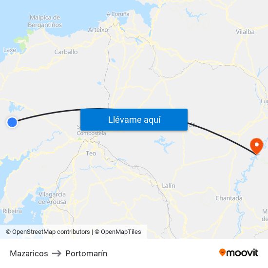 Mazaricos to Portomarín map