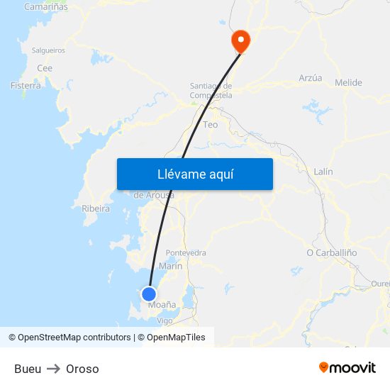 Bueu to Oroso map