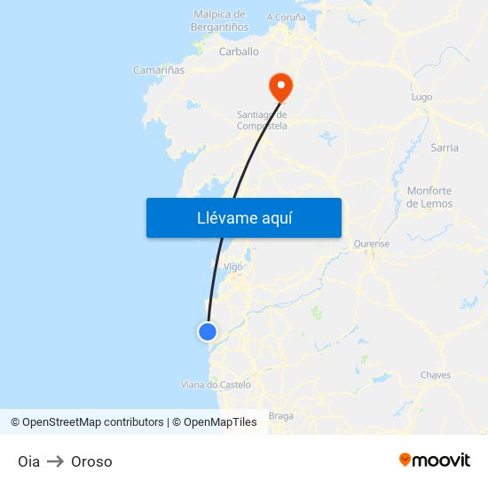 Oia to Oroso map