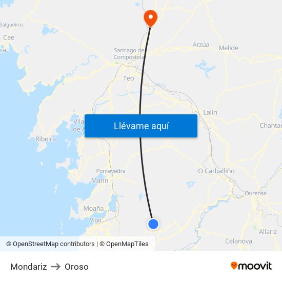 Mondariz to Oroso map