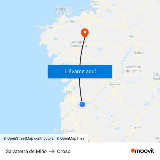 Salvaterra de Miño to Oroso map
