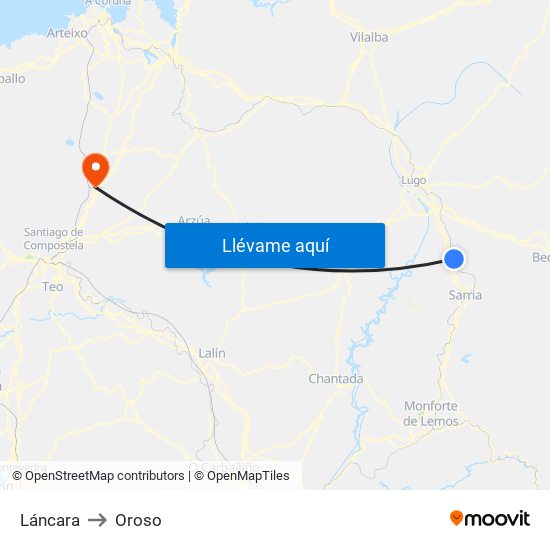Láncara to Oroso map