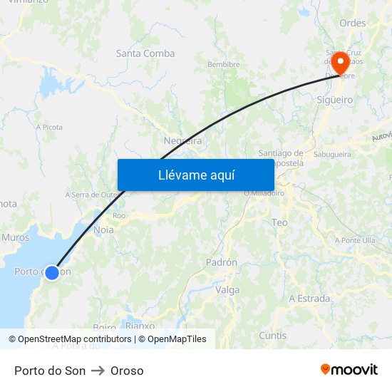 Porto do Son to Oroso map