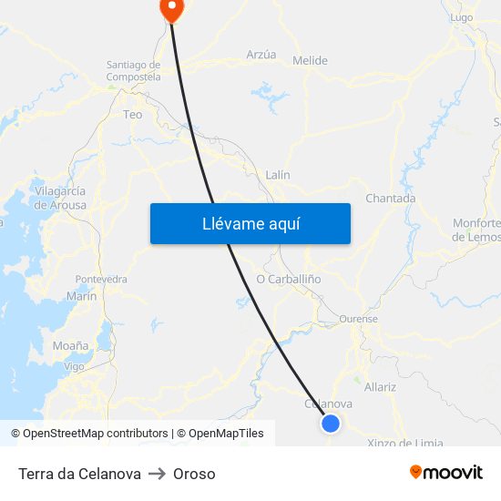 Terra da Celanova to Oroso map
