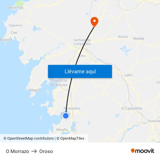 O Morrazo to Oroso map