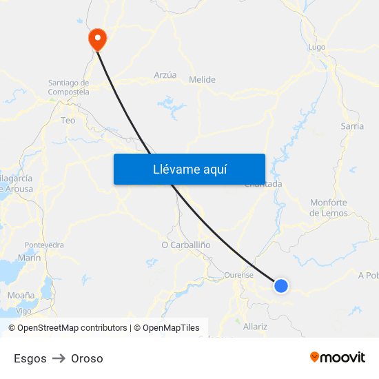 Esgos to Oroso map