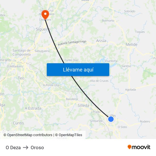 O Deza to Oroso map