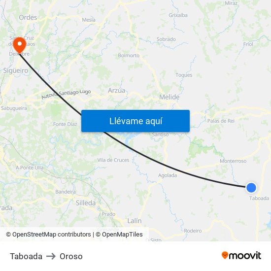 Taboada to Oroso map
