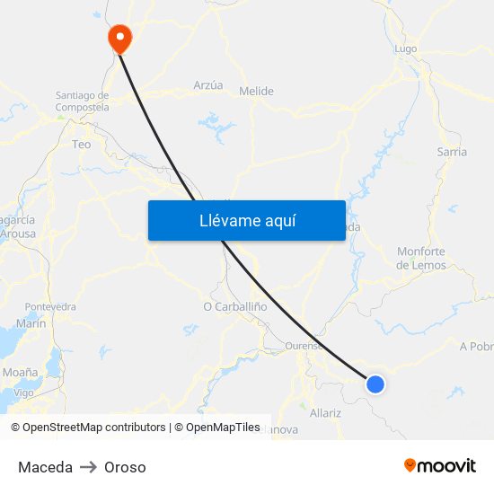 Maceda to Oroso map