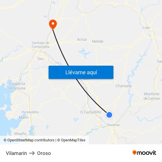 Vilamarín to Oroso map