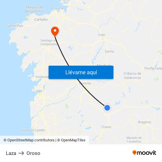 Laza to Oroso map